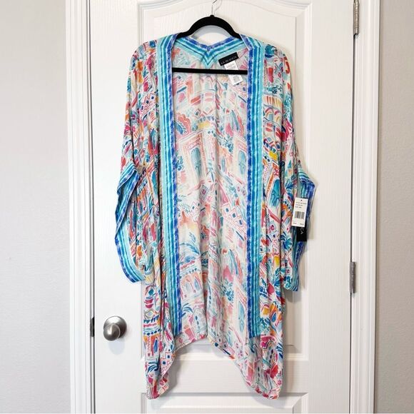 LA BLANCA Women’s Terra Italia Swim Coverup Kimono One Size NWT Tropical Beachy - Picture 1 of 9